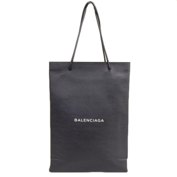 ob1590 1 Balenciaga North South Shopping Bag M Tote Leather Black