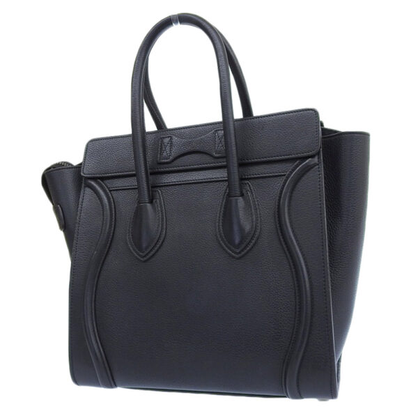 ob1593 2 Celine Luggage Micro Leather Shopper Handbag Black