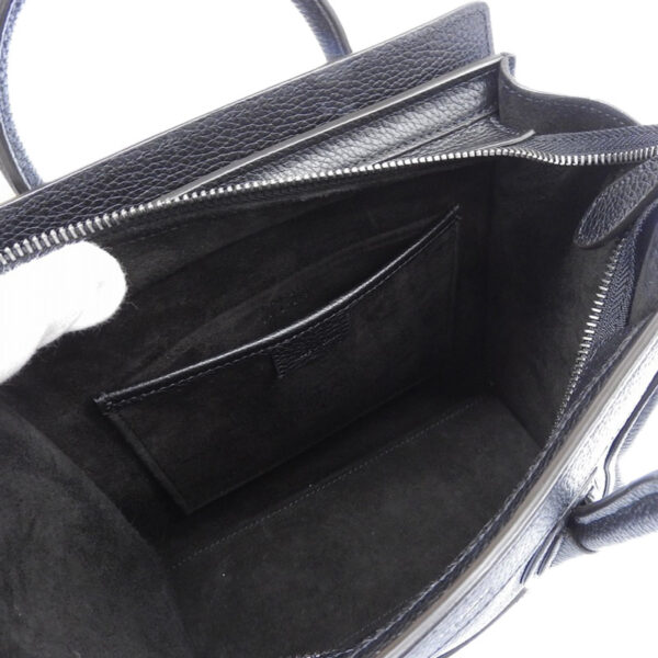 ob1596 6 Celine Luggage Nano 2WAY Leather Shopper Shoulder Bag Black