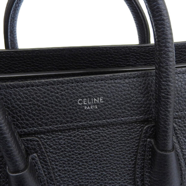 ob1596 7 Celine Luggage Nano 2WAY Leather Shopper Shoulder Bag Black