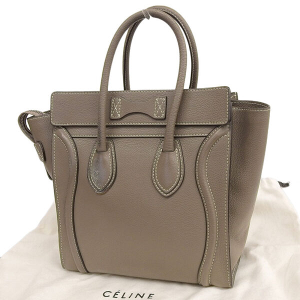 ob1604 2 Celine Luggage Micro Leather Shopper Handbag Greige