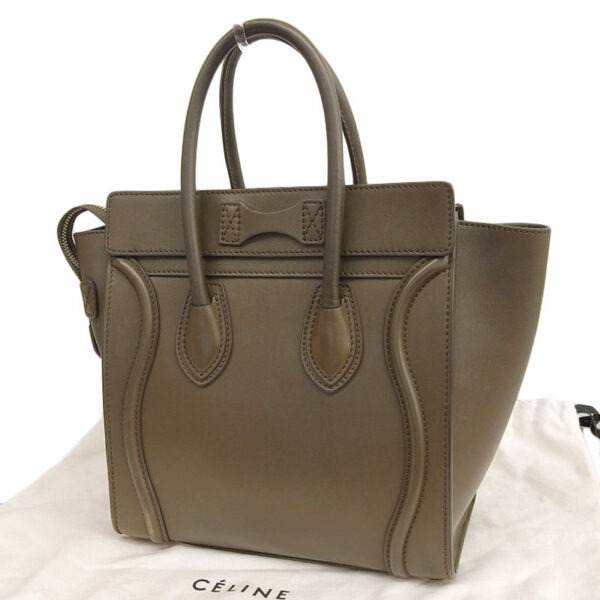 ob1605 2 Celine Luggage Micro Leather Shopper Handbag Khaki