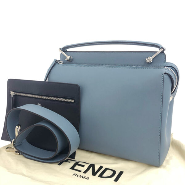 ob1610 2 Fendi 2WAY Handbag Leather Blue