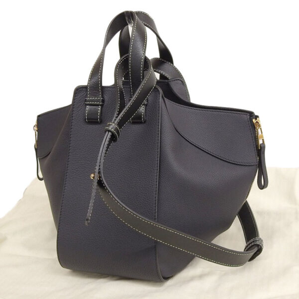 ob1612 2 Loewe Hammock Small 2WAY Leather Shoulder Bag Blue Black