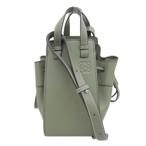 ob1663 1 Loewe Hammock Mini 2WAY Handbag Leather Khaki