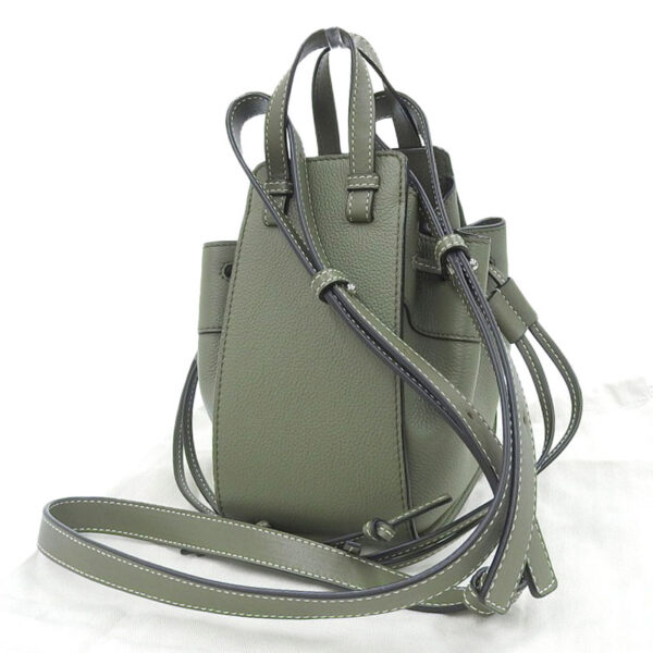 ob1663 2 Loewe Hammock Mini 2WAY Handbag Leather Khaki