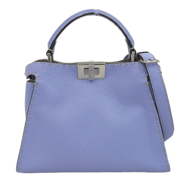 ob1685 1 Fendi Peekaboo Essential Selleria 2WAY Handbag Leather Blue