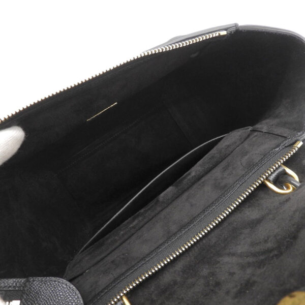 ob1691 6 Celine Belt Micro 2WAY Leather Handbag Shoulder Bag Black