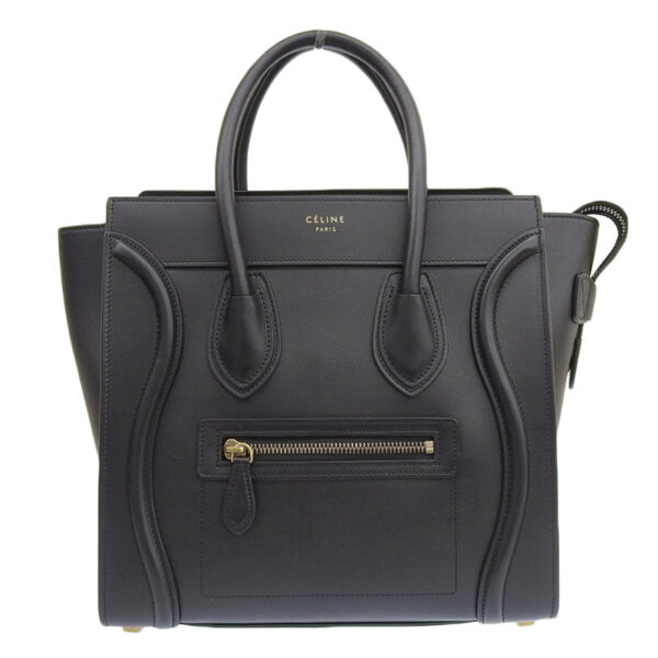 ob1692 1 Celine Luggage Micro Leather Shopper Handbag Black