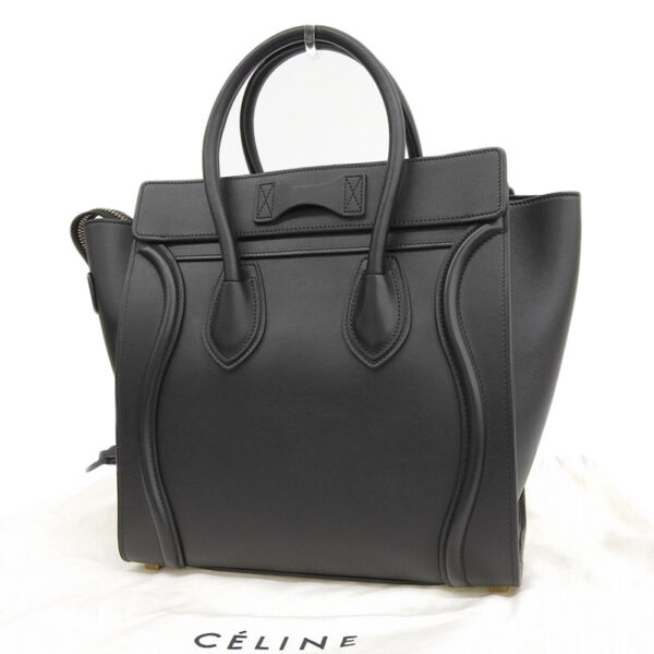 ob1692 2 Celine Luggage Micro Leather Shopper Handbag Black