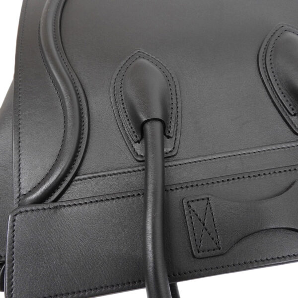 ob1692 5 Celine Luggage Micro Leather Shopper Handbag Black