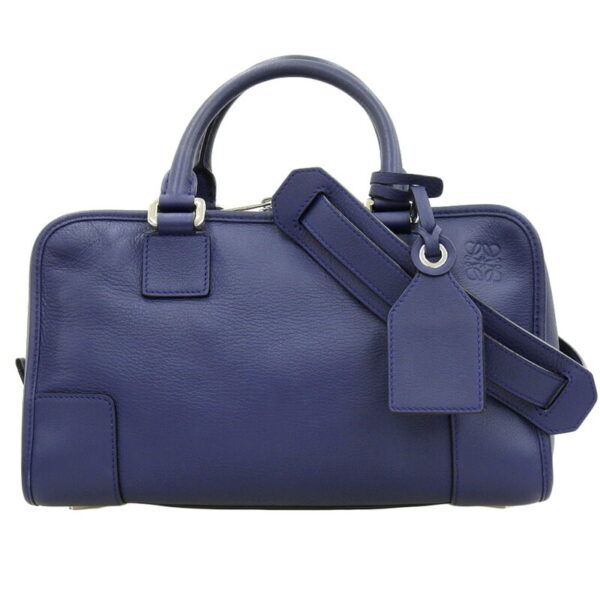 ob1712 1 Loewe Amazona 28 2WAY Handbag Leather Navy