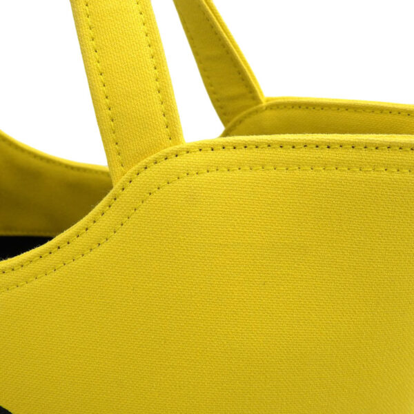 ob1719 5 Balenciaga Wave Medium 2WAY Tote Bag Canvas Yellow