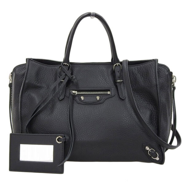 ob1722 1 Balenciaga Paper Mini 2WAY Handbag Leather Black