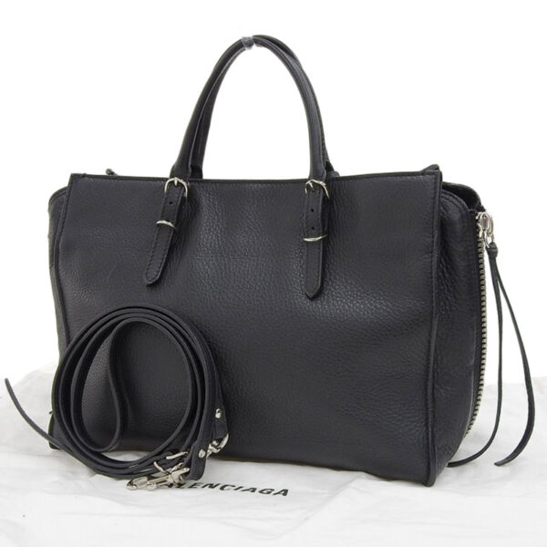 ob1722 2 Balenciaga Paper Mini 2WAY Handbag Leather Black