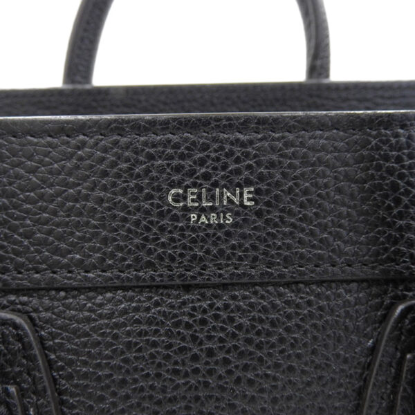 ob1729 7 Celine Luggage Nano 2WAY Leather Shopper Shoulder Bag Black