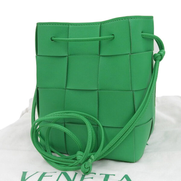 ob1746 2 Bottega Veneta Intrecciato Small Cassette Bucket Bag Leather Green