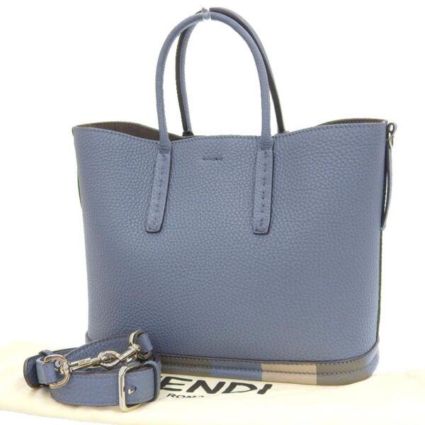 ob1749 2 Fendi Selleria 2WAY Handbag Leather Blue