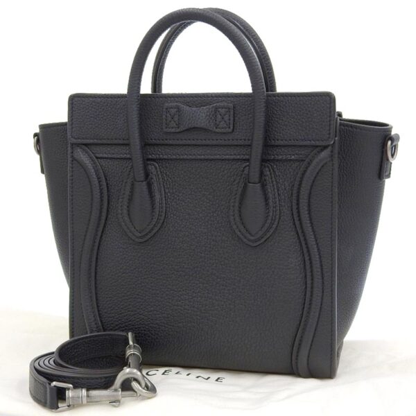 ob1752 2 Celine Luggage Nano 2WAY Shopper Shoulder Bag Black