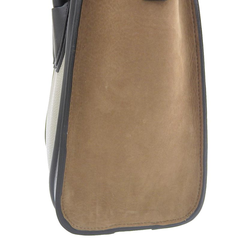Celine Luggage Nano 2WAY Leather Shopper Handbag Shoulder Bag Black Greige Brown - Image 4