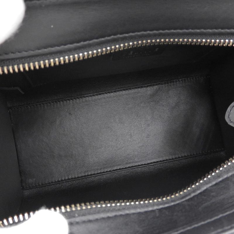 Celine Luggage Nano 2WAY Leather Shopper Handbag Shoulder Bag Black Greige Brown - Image 5