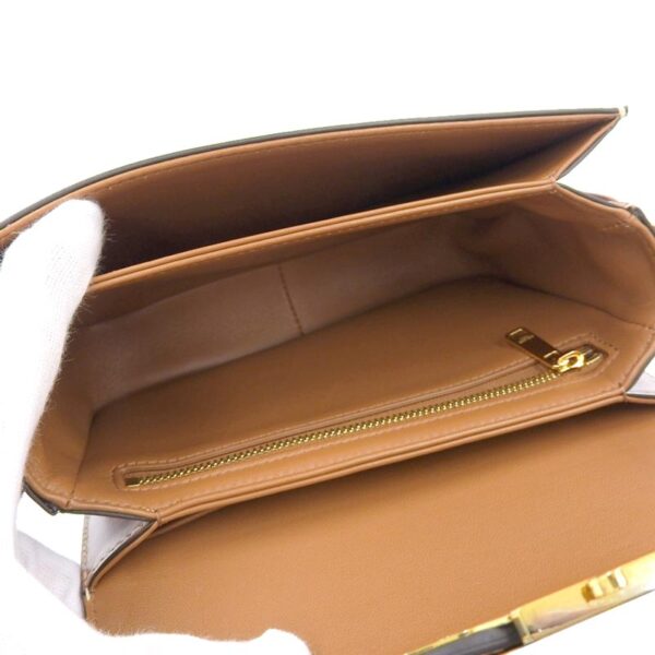 ob1757 5 Celine Teen Triomphe Canvas Calfskin Shoulder Bag Tan