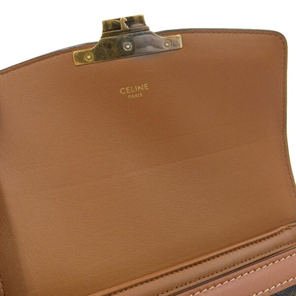 ob1757 6 Celine Teen Triomphe Canvas Calfskin Shoulder Bag Tan