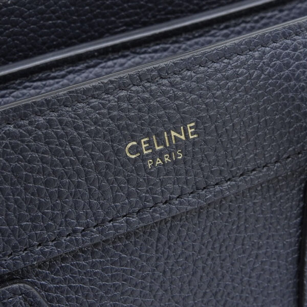 ob1763 6 Celine Luggage Nano 2WAY Leather Shopper Shoulder Bag Navy