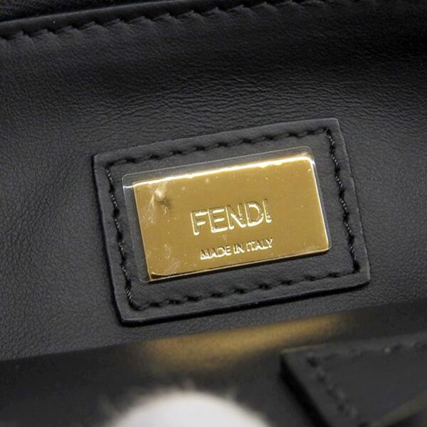 ob1774 7 Fendi Petit Toujours Monster 2WAY Handbag Leather Black