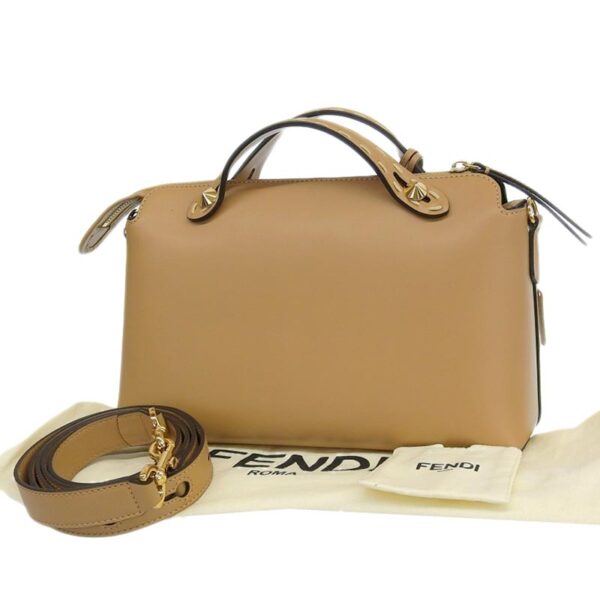 ob1775 2 Fendi Visible Medium 2WAY Handbag Leather Python Beige