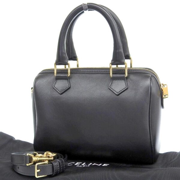 ob1779 2 Celine Small Cuir Triomphe Leather Handbag Shoulder Bag Black