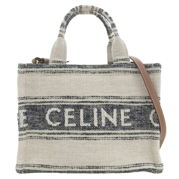 ob1797 1 Celine Hippo Small Canvas Leather Bag White Black