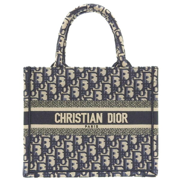 ob1804 1 Dior Oblique Book Tote Small Tote Bag Canvas Navy