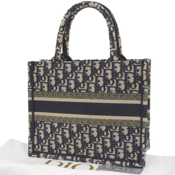 ob1804 2 Dior Oblique Book Tote Small Tote Bag Canvas Navy