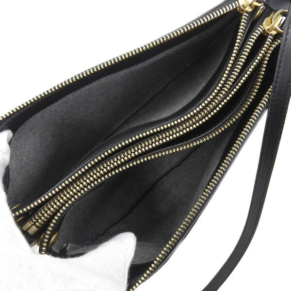 ob1816 6 Celine Trio Leather Shoulder Crossbody Bag Black