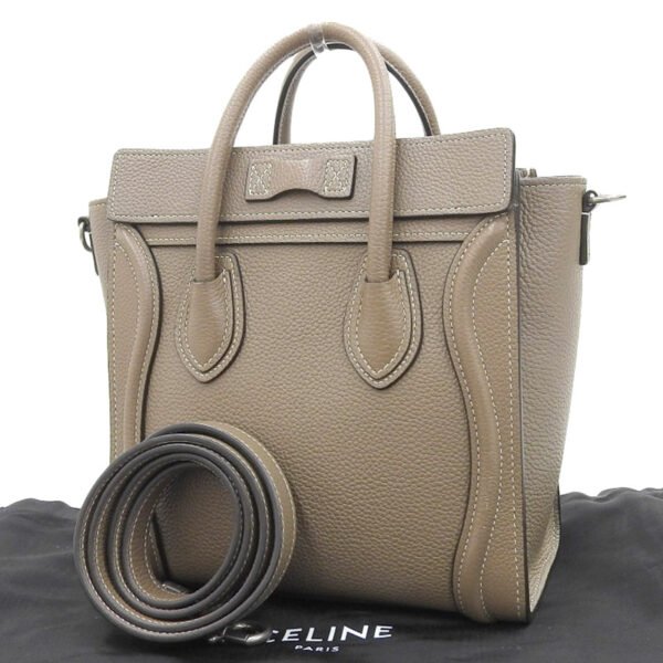 ob1826 2 Celine Luggage Nano 2WAY Leather Shopper Shoulder Bag Suri