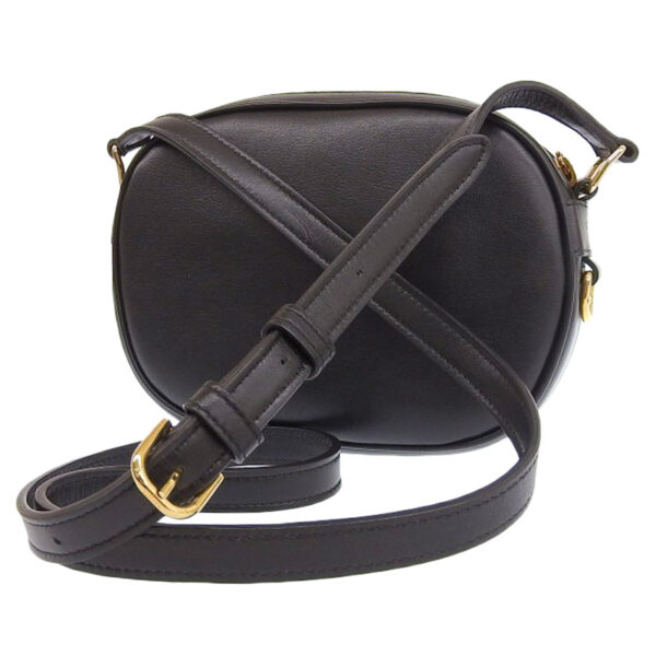 ob1828 2 Celine Leather Shoulder Pochette Bag Black