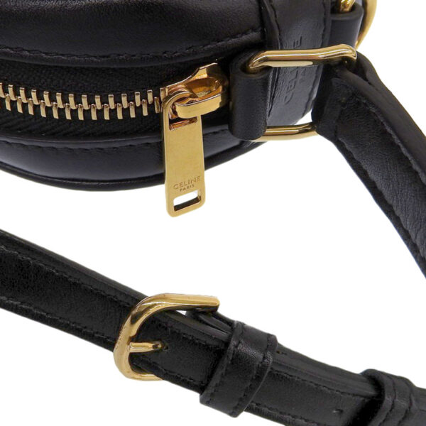 ob1828 4 Celine Leather Shoulder Pochette Bag Black