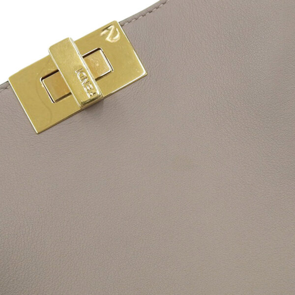 ob1834 4 Fendi Peekaboo Essential 2WAY Handbag Leather Greige