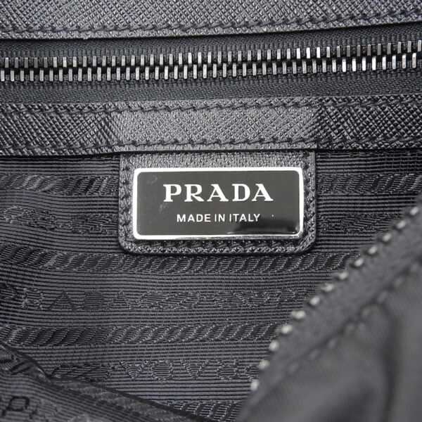 ob1839 6 Prada Pochette Nylon Leather Shoulder Bag Black