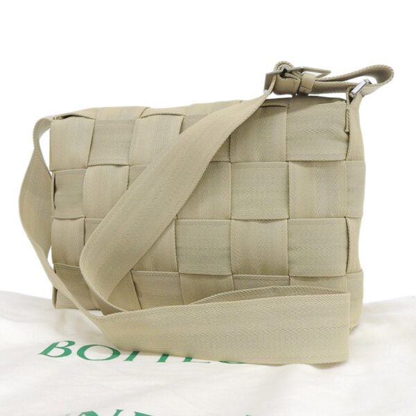 ob1843 2 Bottega Veneta Webbing Cassette Crossbody Bag Canvas Beige