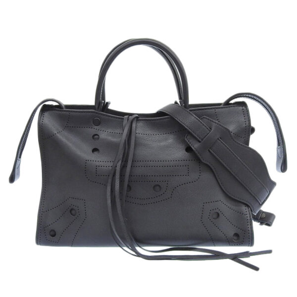 ob1851 1 Balenciaga Blackout City 2WAY Handbag Leather Black