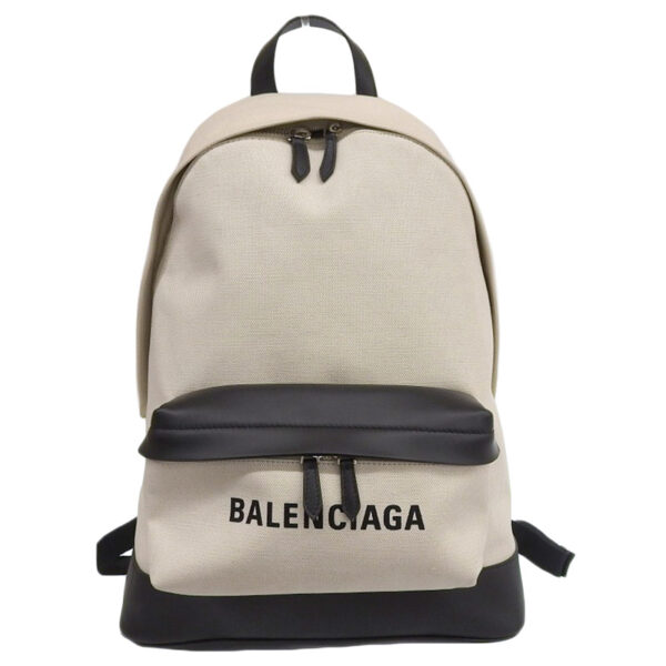 ob1864 1 Balenciaga Backpack Rucksack Canvas Leather White Black