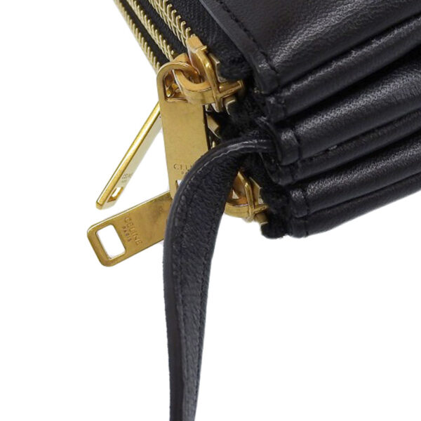 ob1893 4 Celine Trio Leather Shoulder Crossbody Bag Black