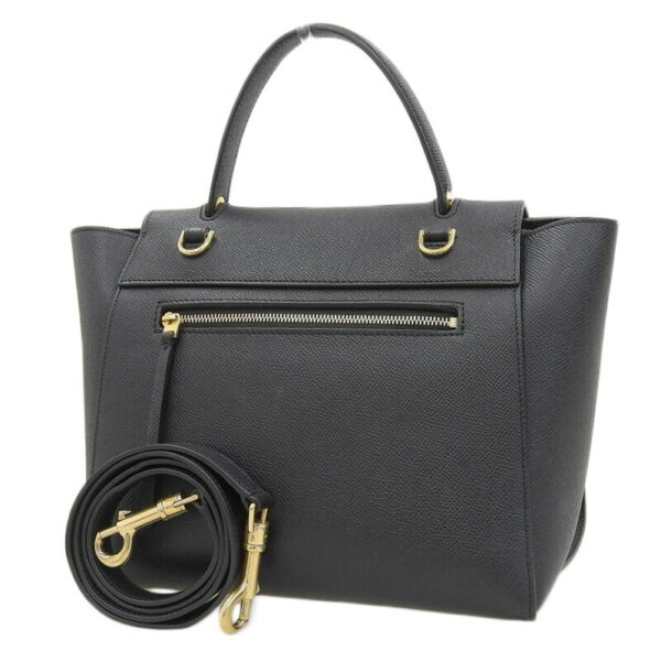 ob1930 2 Celine Belt Micro 2WAY Leather Handbag Shoulder Bag Black