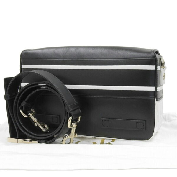 ob1935 2 Dior Camp Crossbody Bag Leather Black White