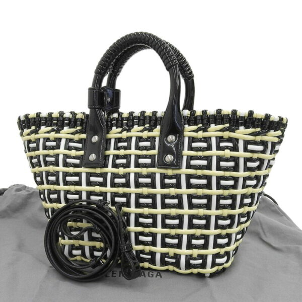 ob1947 2 Balenciaga Bistro Basket XS Handbag Enamel Black Yellow