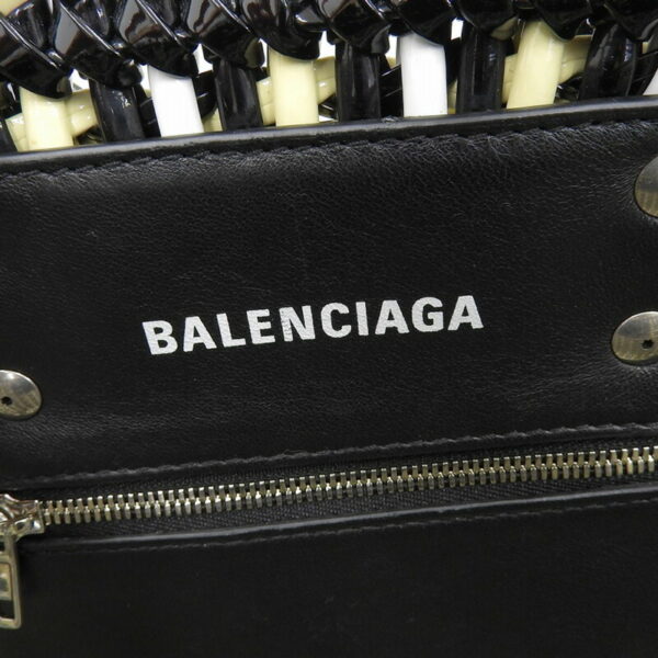 ob1947 7 Balenciaga Bistro Basket XS Handbag Enamel Black Yellow