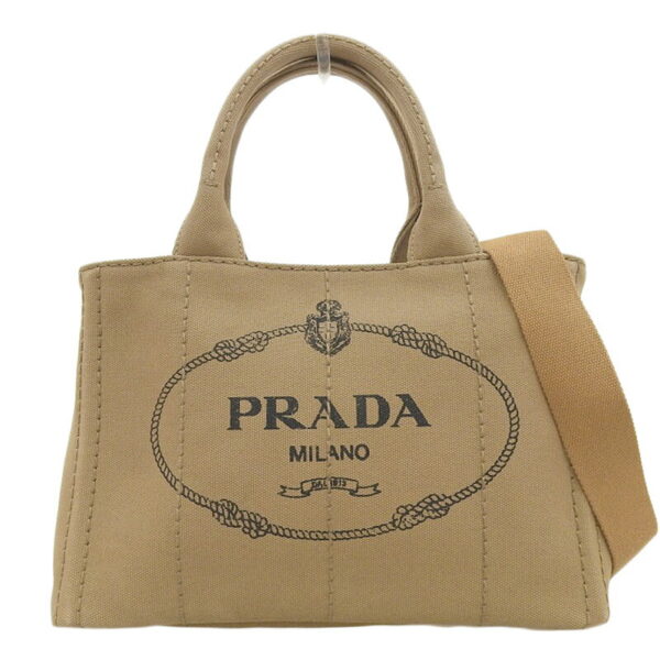 ob1949 1 Prada Kanapa 2WAY Canvas Tote Shoulder Bag Brown