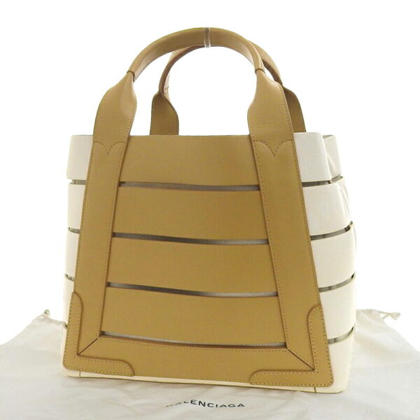 ob1951 2 Balenciaga Marine Tote Canvas Leather White Beige